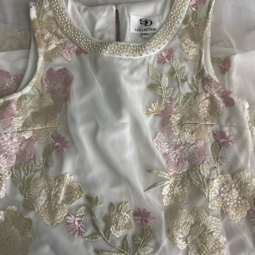 SD Collection Green and Pink Sleeveless Formal Dress